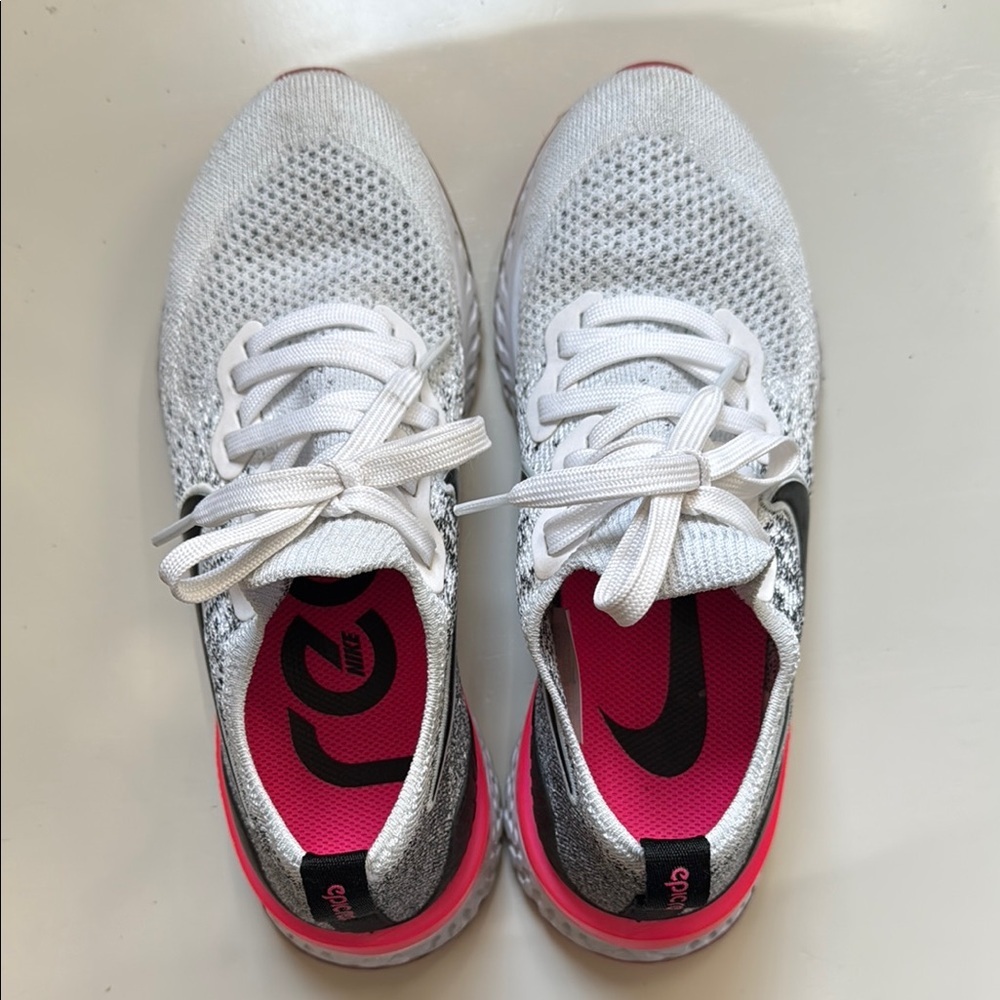 Nike Women's White and Pink Running Shoes